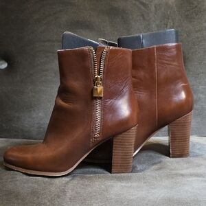 Michael Kors Chestnut Leather Chunky Heeled Boots